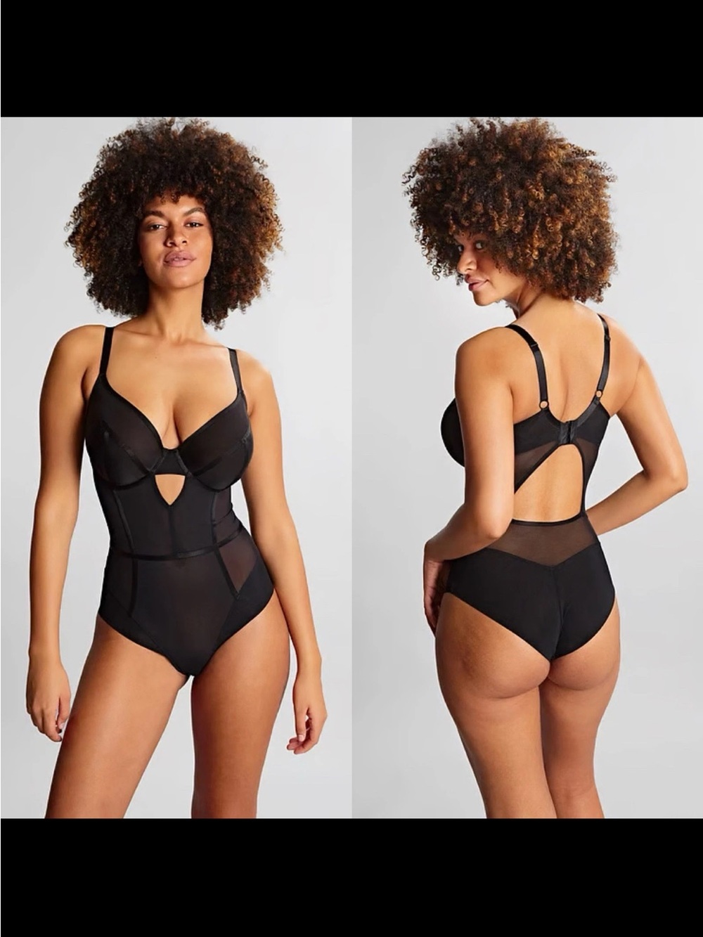 Panache Tango Essence Plunge Bodysuit Obsidian Black Size 36DD